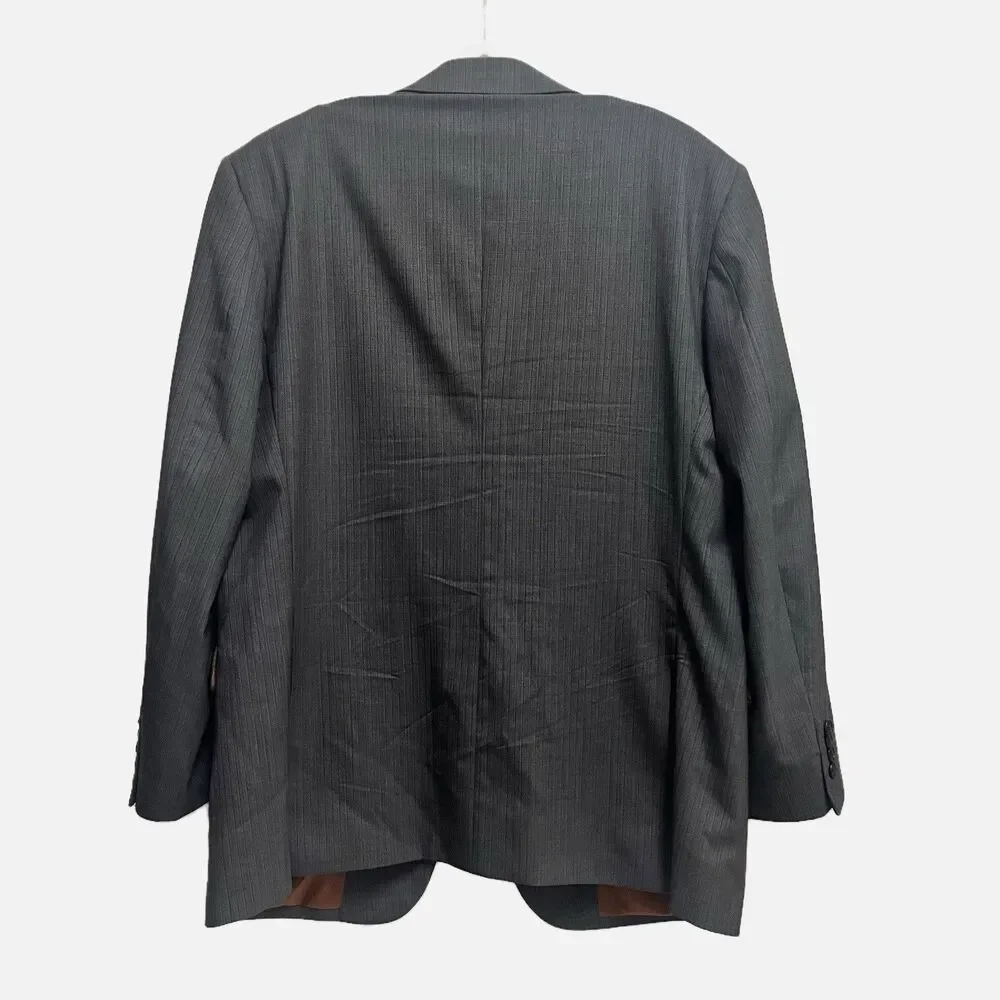 Joseph Jos. A. Bank 100% Wool Grey Striped 2 Button Blazer Slim Fit Size 44R